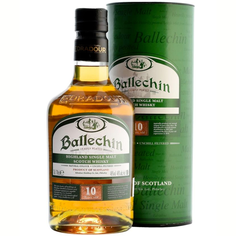 Ballachin 10 års Heavily Peated single malt 46%