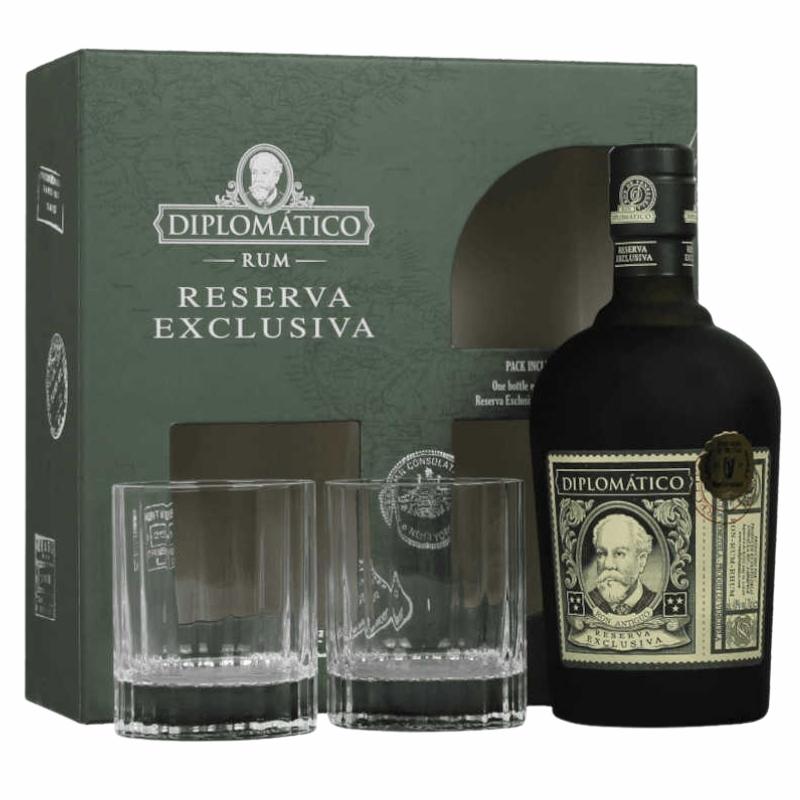 Diplomatico Reserva Exclusiva Rum i gaveæske med 2 glas