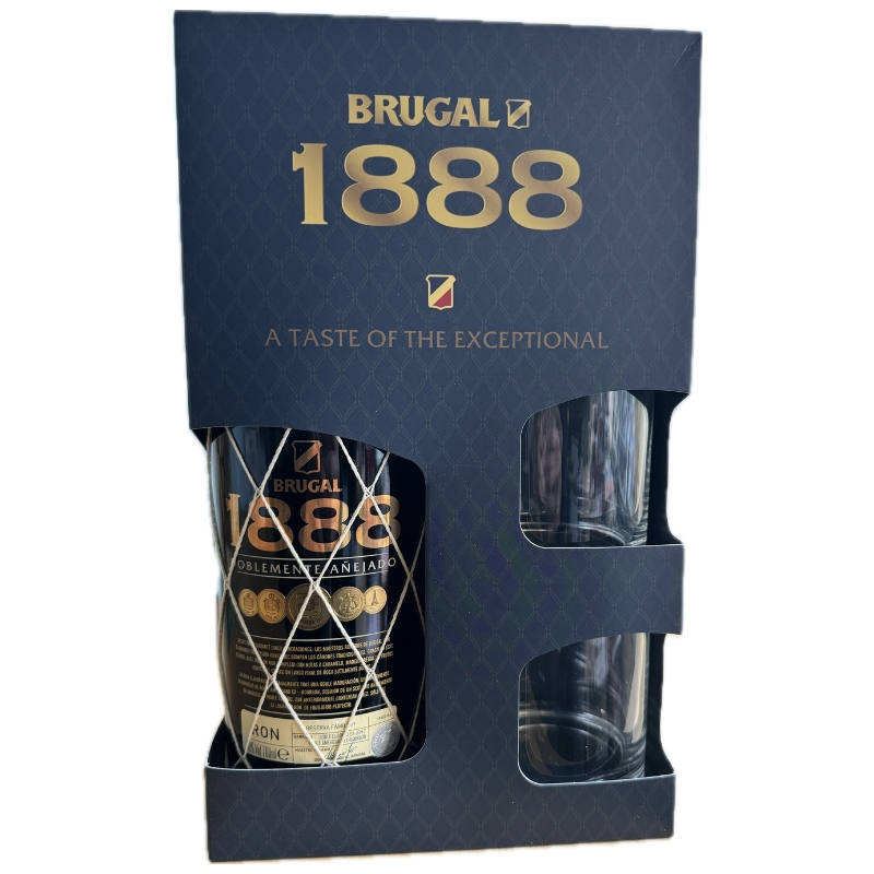 Brugal 1888 Rom Gaveæske m/ 2 glas